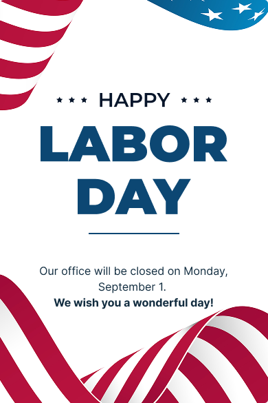 We will be closed on Labor Day